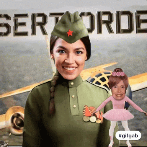Woman in Military Uniform with Bert Orde Sign