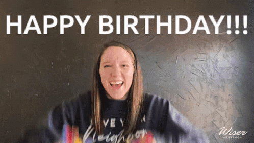 Woman in Neighbor Shirt Screaming Happy Birthday