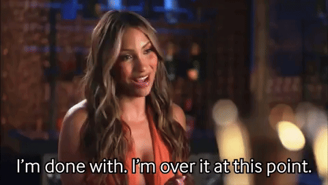 Woman in Orange Dress Saying I'm Done With I'm Over It