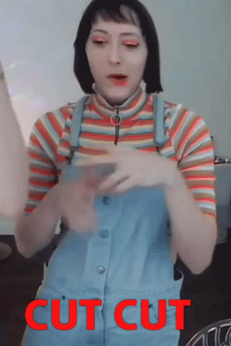 Woman in Overalls and Striped Shirt Cut Cut