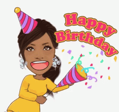 Woman in Party Hat Holding Confetti Cannon