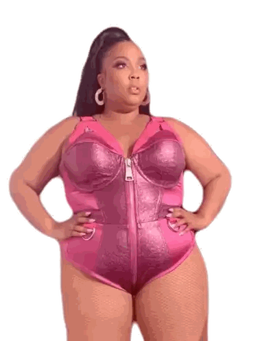 Woman in Pink Bodysuit with Zipper