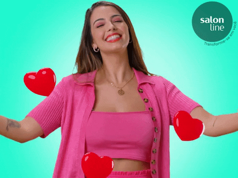 Woman In Pink Corazon Gesture GIF Woman In Pink Corazon Gesture GIF