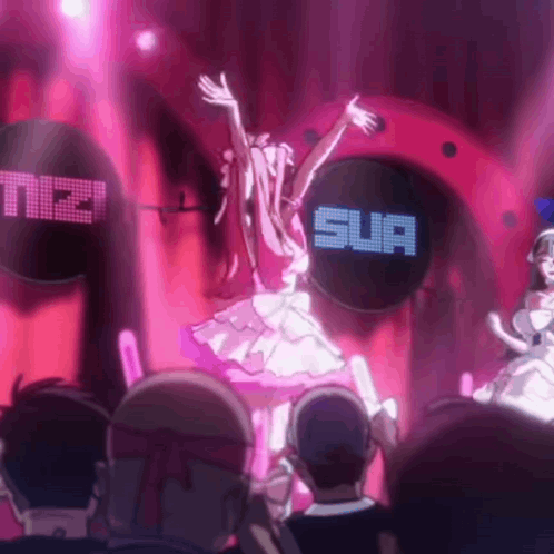 Woman in Pink Dress Dancing Sua Sign
