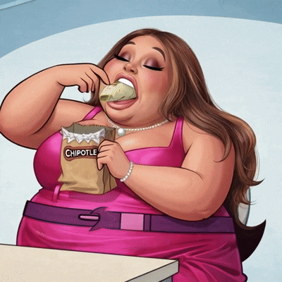 Woman in Pink Dress Eating Chipotle Sandwich