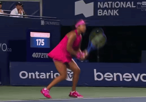 Woman In Pink Dress Holding Tennis Racquet GIF