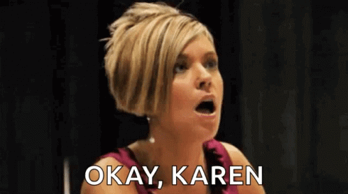 Woman in Pink Dress Making Funny Face Saying Okay Karen