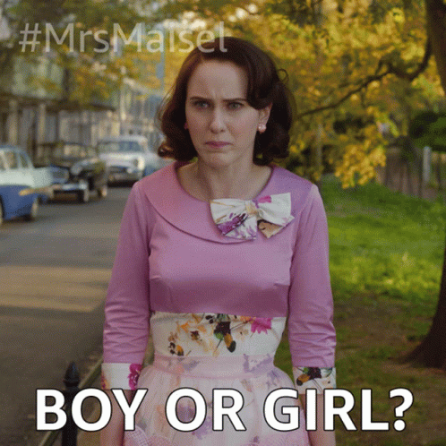Woman in Pink Dress on Sidewalk Text Boy or Girl