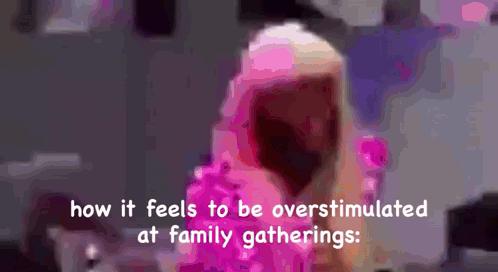 Woman in Pink Dress Overwhelmed at Family Gatherings