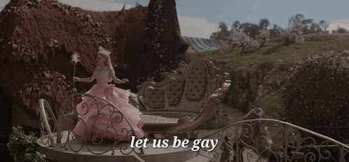 Woman In Pink Dress Saying Let Us Be Gay GIF