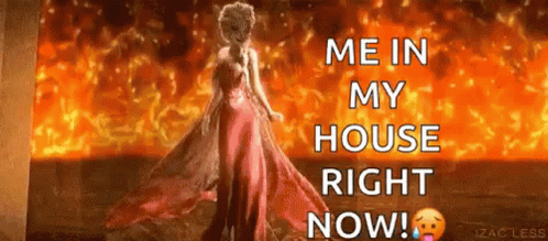 Woman in Pink Dress Saying Me in My House Right Now
