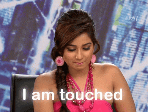 Woman In Pink Dress Says I Am Touched GIF