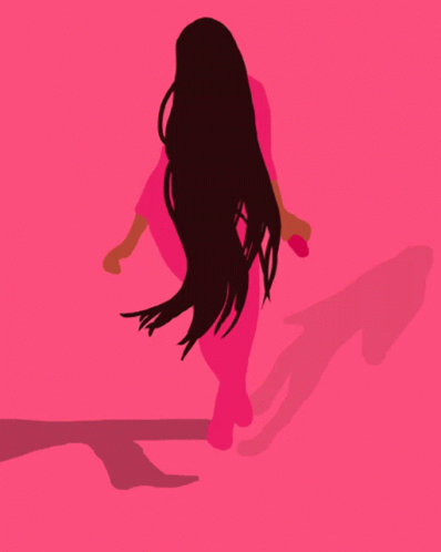 Woman In Pink Jumpsuit With Long Black Hair GIF