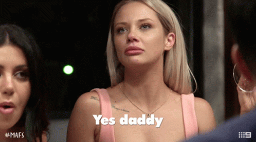 Woman in Pink Saying Yes Daddy