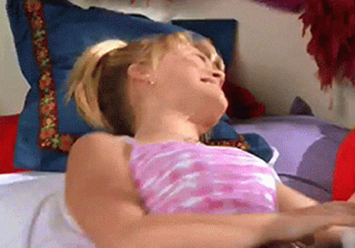 Woman in Pink Shirt Laying Head Down