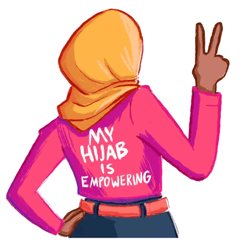 Woman in Pink Shirt Saying My Hijab Is Empowering