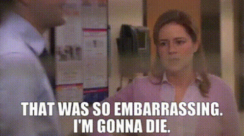Woman in Pink Shirt Saying That Was Embarrassing