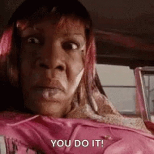 Woman in Pink Shirt Saying You Do It
