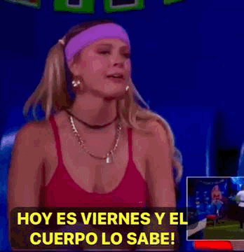 Woman in Pink Tank Top and Purple Headband