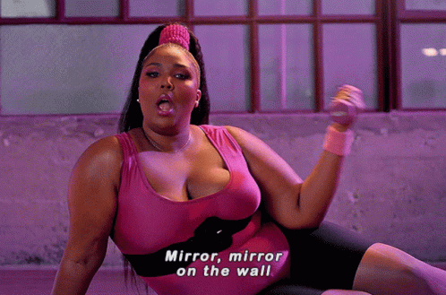 Woman in Pink Tank Top Holding Dumbbell Mirror Mirror on the Wall
