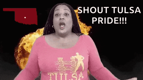 Woman in Pink Tulsa Shirt Screaming
