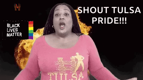 Woman in Pink Tulsa Shirt Shouting
