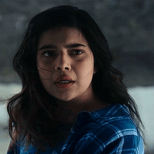 Woman in Plaid Shirt Close Up