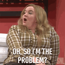 Woman in Plaid Shirt Sitting Talking About Problem
