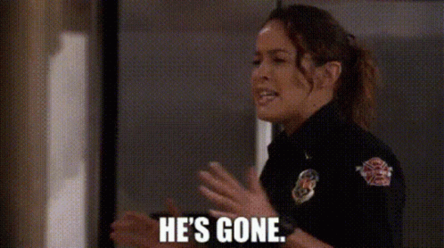 Woman In Police Uniform Saying He's Gone GIF