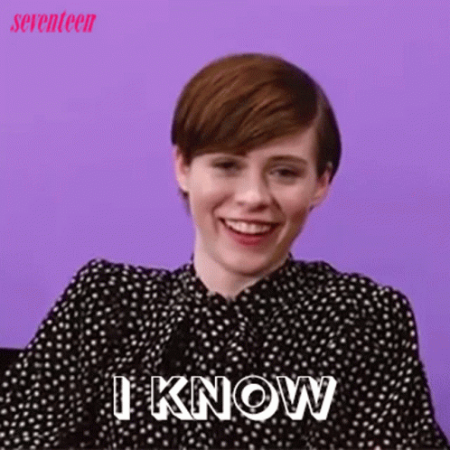 Woman in Polka Dot Shirt Says I Know