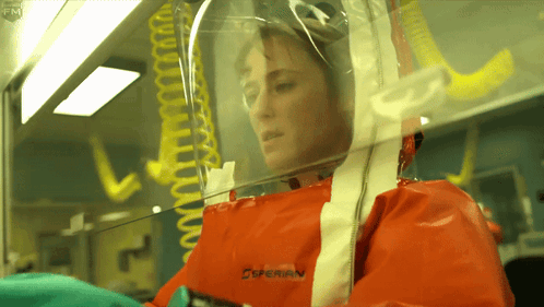 Woman in Protective Suit with Experian