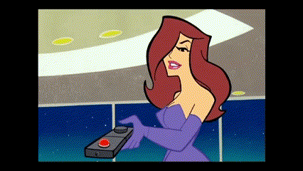 Woman in Purple Dress and Gloves Holding Remote Control