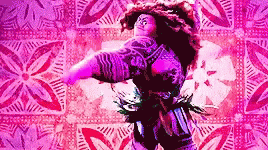 Woman In Purple Dress Dancing On Pink And Red Background GIF