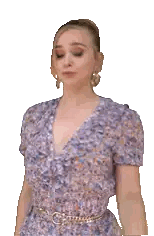Woman in Purple Dress Making Funny Face