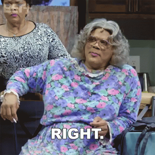 Woman In Purple Dress Saying Right GIF