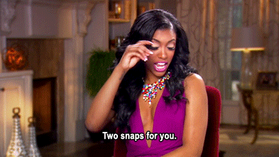 Woman In Purple Dress Says Two Snaps For You GIF
