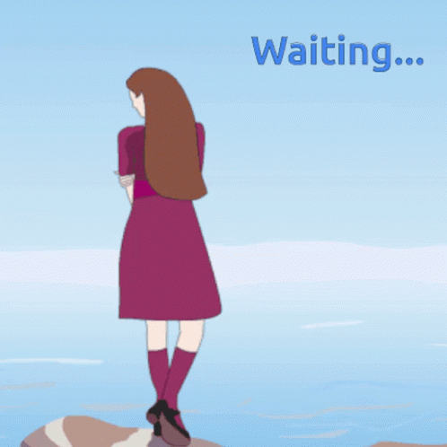 Woman in Purple Dress Waiting by Water