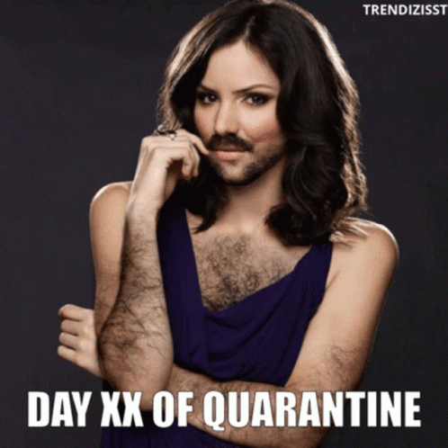 Woman in Purple Dress with Mustache Day XX Quarantine