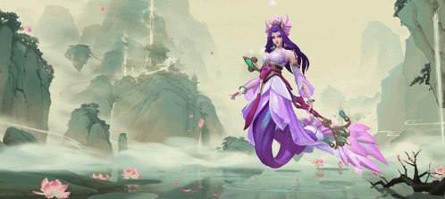 Woman in Purple Dress with Sword