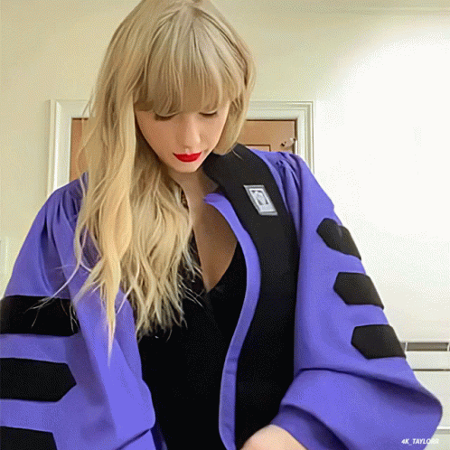 Woman In Purple Gown With Black Stripes 4K Taylor GIF
