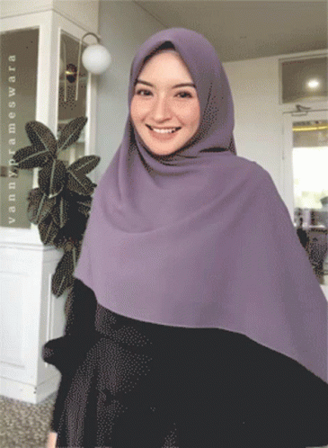 Woman In Purple Hijab Smiling GIF