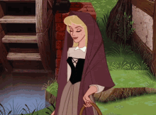 Woman in Purple Hooded Cape