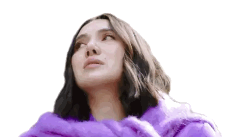 Woman in Purple Scarf Looking Up