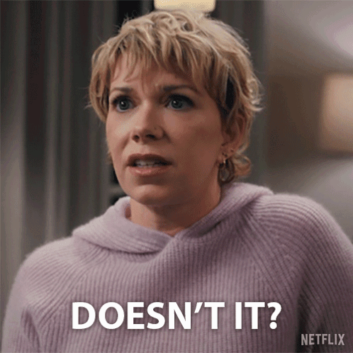 Woman in Purple Sweater Asking Doesn't It
