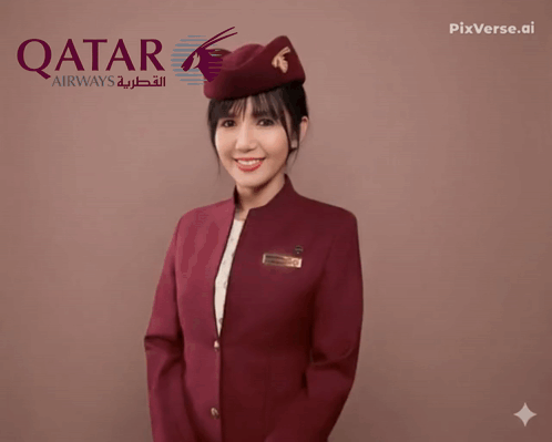 Woman In Qatar Airlines Uniform Dancing GIF