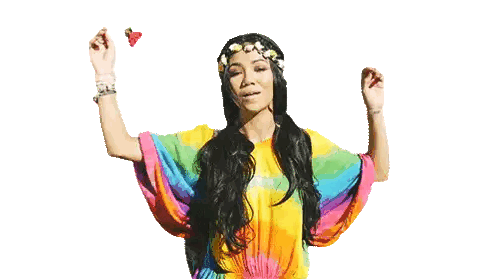 Woman in Rainbow Tie Dye Shirt and Flower Crown