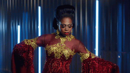 Woman In Red And Gold Dress GIF