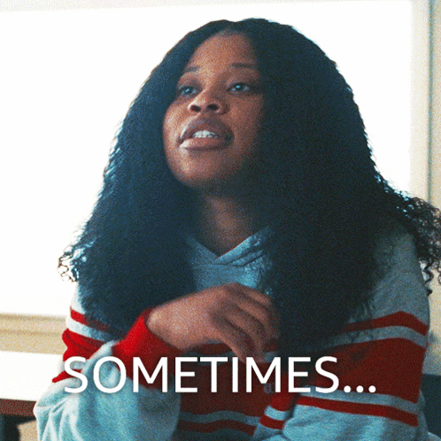 Woman In Red And White Striped Shirt Saying Sometimes GIF