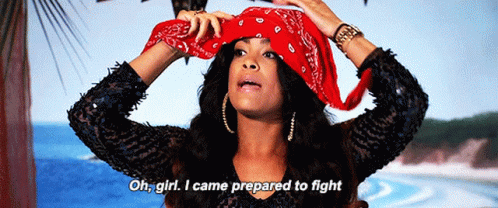 Woman in Red Bandana Says Oh Girl I Came Prepared to Fight