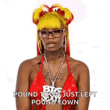 Woman in Red Bikini and Glasses Funny Face